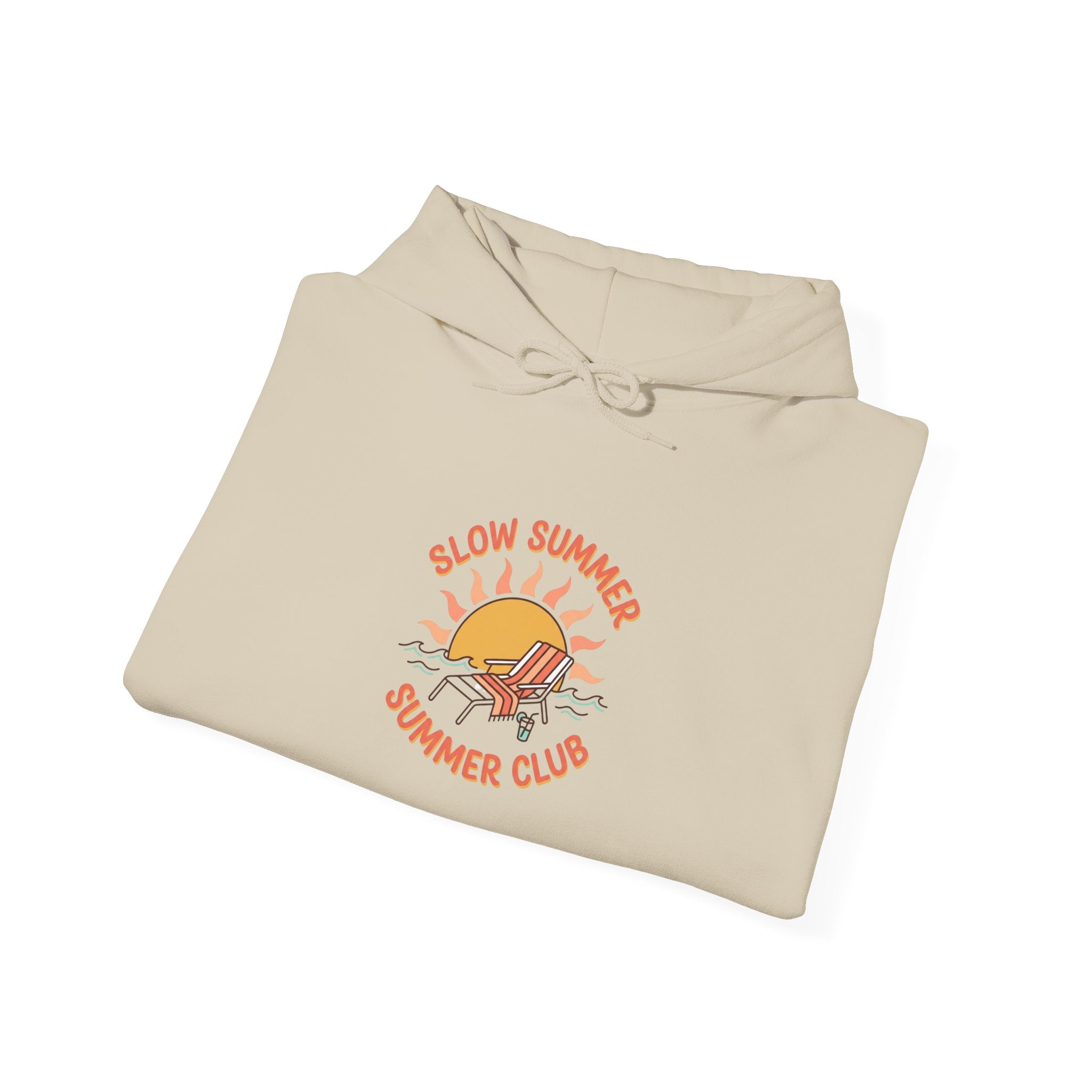 Slow Summer Club Hoodie | summer aesthetic, coastal vibes, pastel hand-drawn