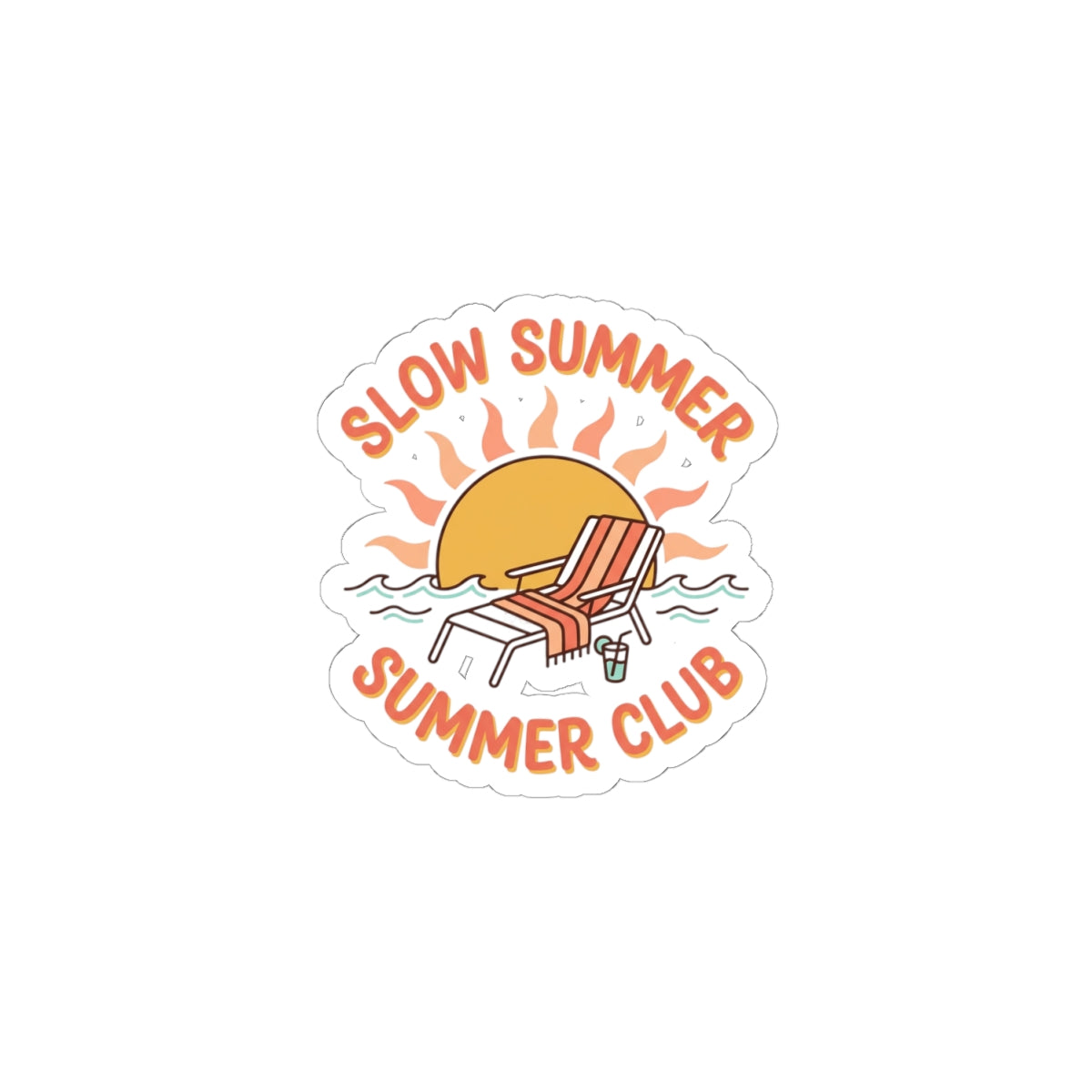 Slow Summer Club Sticker | summer aesthetic, coastal vibes, retro pastel