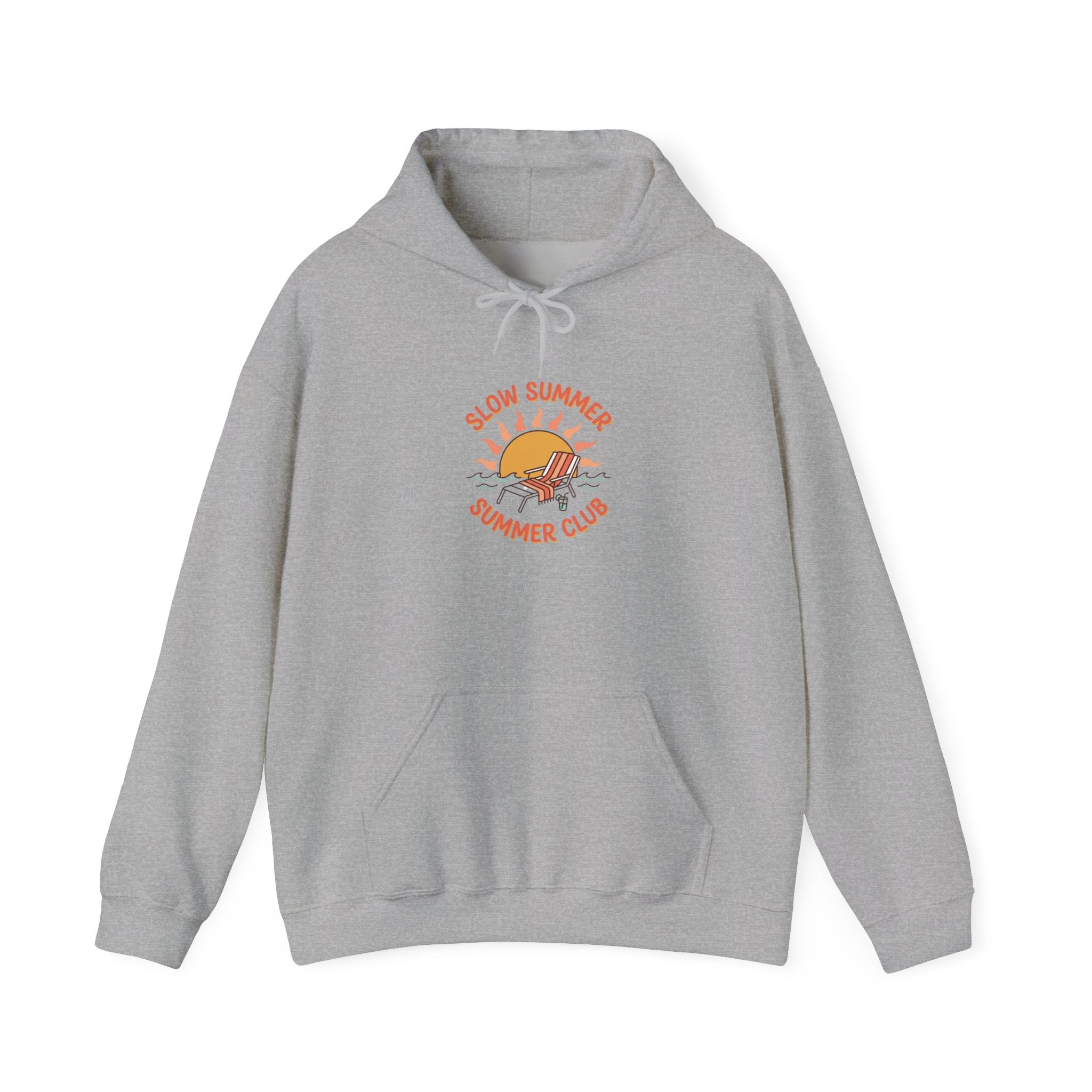 Slow Summer Club Hoodie | summer aesthetic, coastal vibes, pastel hand-drawn