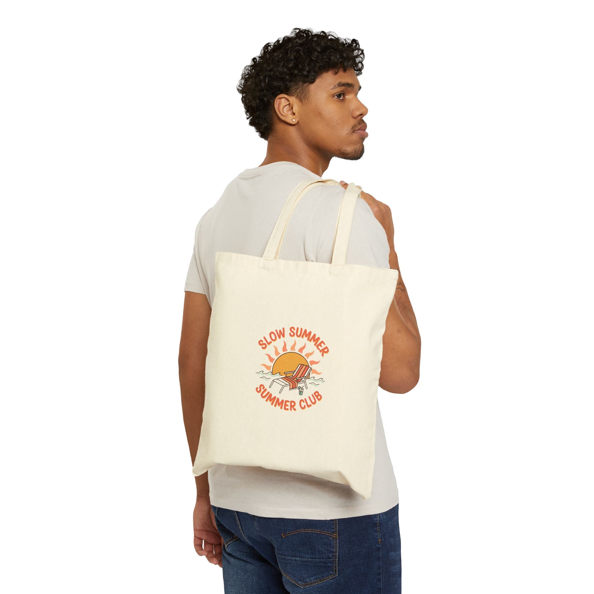 Slow Summer Club Tote | summer aesthetic, coastal vibes, hand-drawn pastel