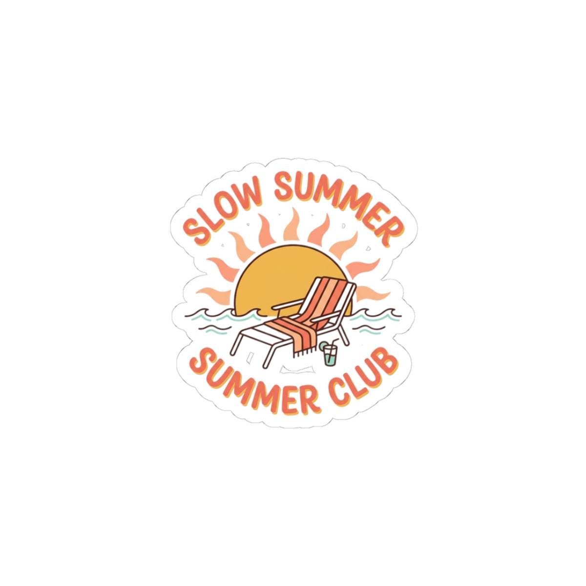 Slow Summer Club Sticker | summer aesthetic, coastal vibes, retro pastel