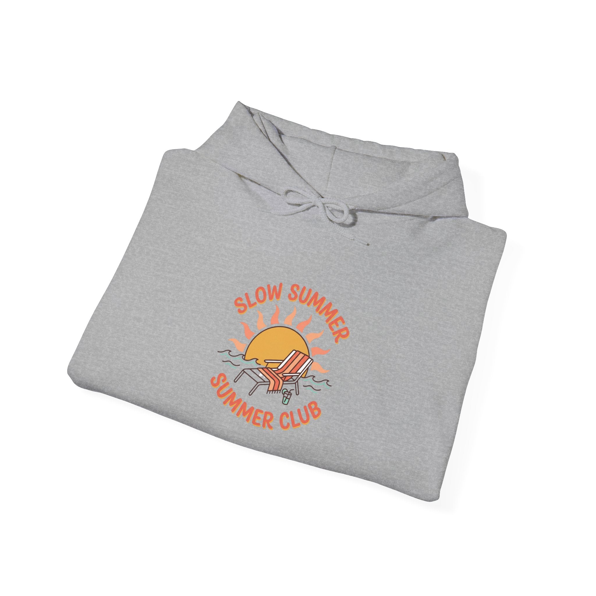 Slow Summer Club Hoodie | summer aesthetic, coastal vibes, pastel hand-drawn