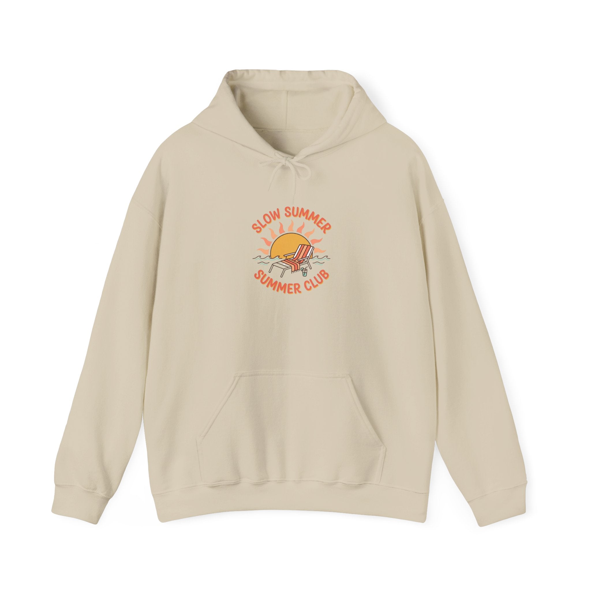 Slow Summer Club Hoodie | summer aesthetic, coastal vibes, pastel hand-drawn