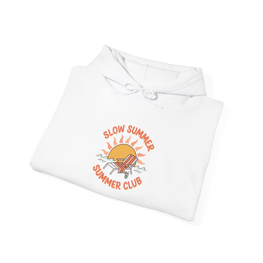 Slow Summer Club Hoodie | summer aesthetic, coastal vibes, pastel hand-drawn