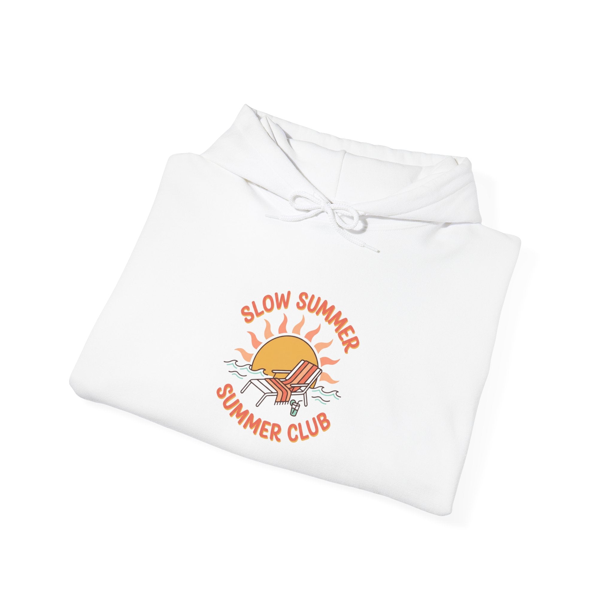 Slow Summer Club Hoodie | summer aesthetic, coastal vibes, pastel hand-drawn