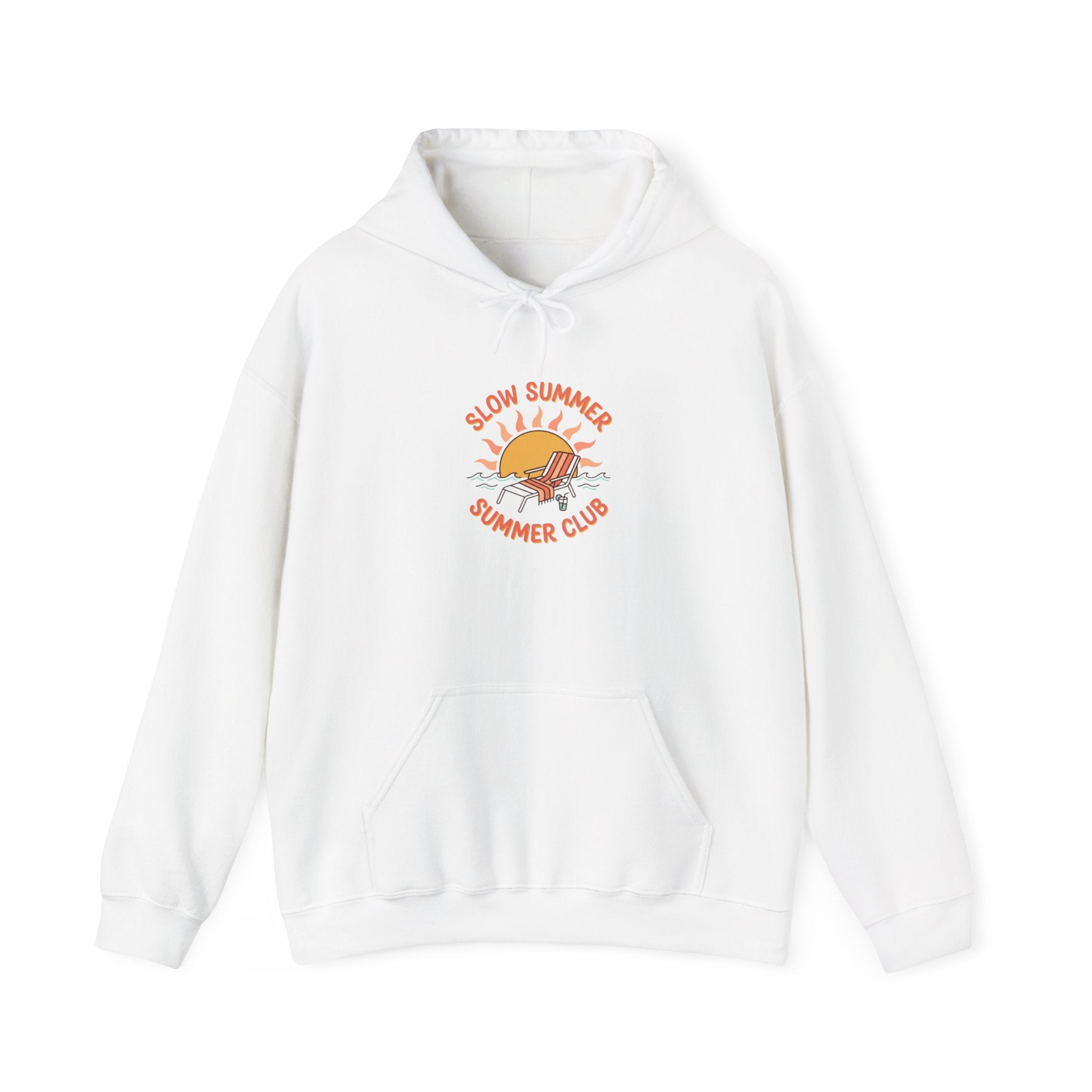 Slow Summer Club Hoodie | summer aesthetic, coastal vibes, pastel hand-drawn